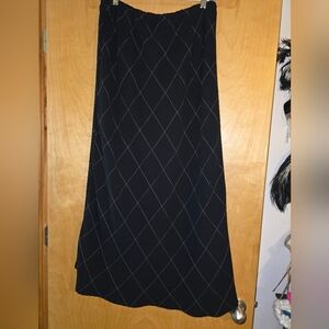 Dressbarn Black Maxi Skirt with Diamond Pattern